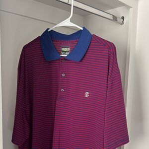 Izod Navy and Red Striped Golf Polo Shirt
